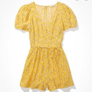 American Eagle Yellow Floral Romper